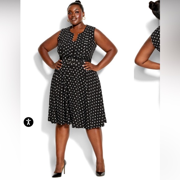City Chic Dresses & Skirts - City Chic Polka Dot Sleeveless Vintage-look Dress - Black and White